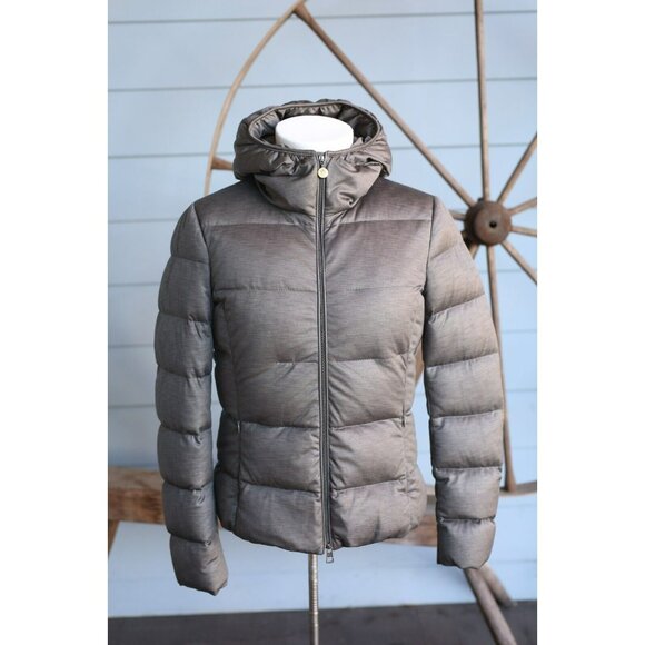 Moncler Jersey Women's Down Puffer Jacket SZ 2/M Gray Stretch